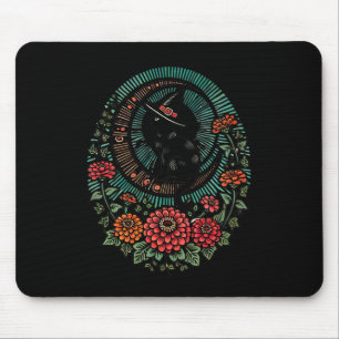 Schwarze Katze Moon Witch Illustration Black Cats Mousepad