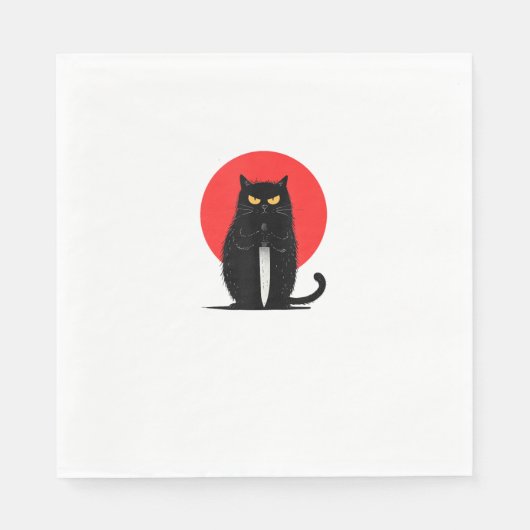 Schwarze Katze Mörder Serienmörder Halloween Graph Serviette (Vorderseite)