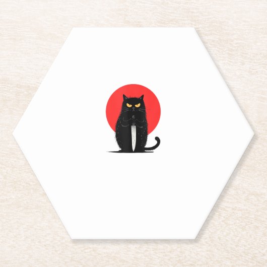 Schwarze Katze Mörder Serienmörder Halloween Graph Untersetzer (Vorderseite)
