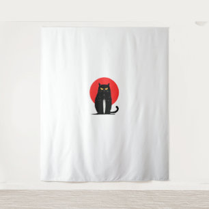 Schwarze Katze Mörder Serienmörder Halloween Graph Wandteppich