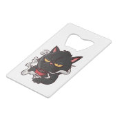 Schwarze Katze Morgenkaffee Geldbeutel Flaschenöffner (Rückseite Schrägansicht)