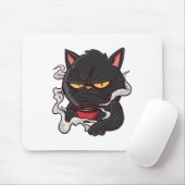 Schwarze Katze Morgenkaffee Mousepad (Mit Mouse)