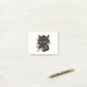 Schwarze Katze Morgenkaffee Post-it Klebezettel (Auf Schreibtisch)