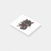 Schwarze Katze Morgenkaffee Post-it Klebezettel (angewinkelt)