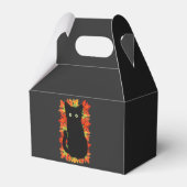 Schwarze Katze, Muster der Herbstblätter, Hallowee Geschenkschachtel (Rückseite)