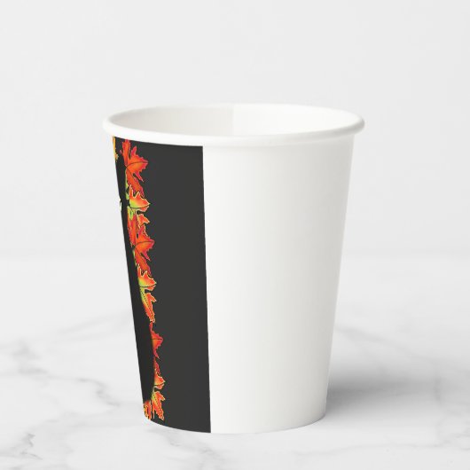 Schwarze Katze, Muster der Herbstblätter, Hallowee Pappbecher (Links)