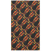 Schwarze Katze, Muster der Herbstblätter, Hallowee