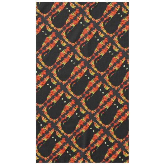 Schwarze Katze, Muster der Herbstblätter, Hallowee Tischdecke (Vorderseite)