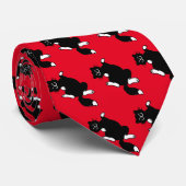 Schwarze Katze-Muster Krawatte (Gerollt)