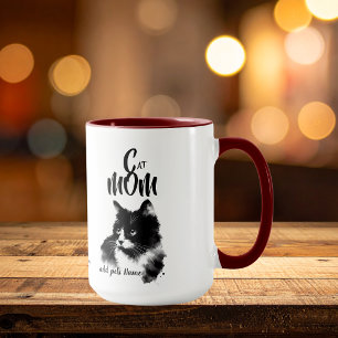 Schwarze KATZE MUTTER Foto hinzufügen &/oder Name Tasse