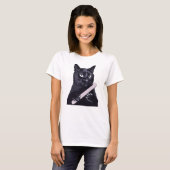 Schwarze Katze Nagelfeile Maniküre Lustige Freche T-Shirt (Vorne ganz)
