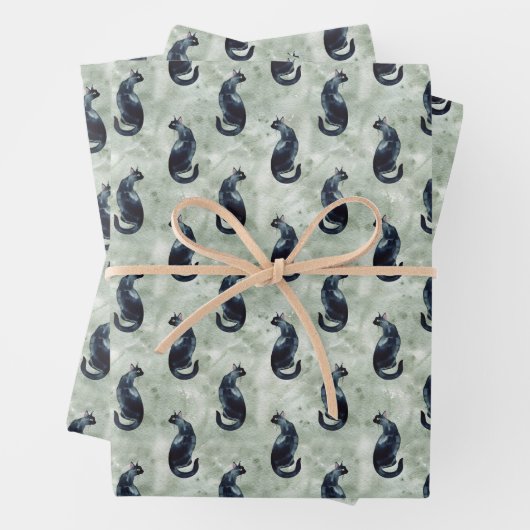 Schwarze Katze nahtlos Geschenkpapier Set (Beispiel)