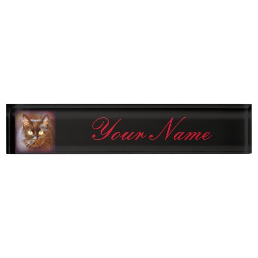 Schwarze Katze Namensplakette (Vorderseite)