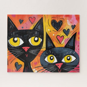 SCHWARZE KATZE NIEDLICH ART JIGSAW PUZZLE