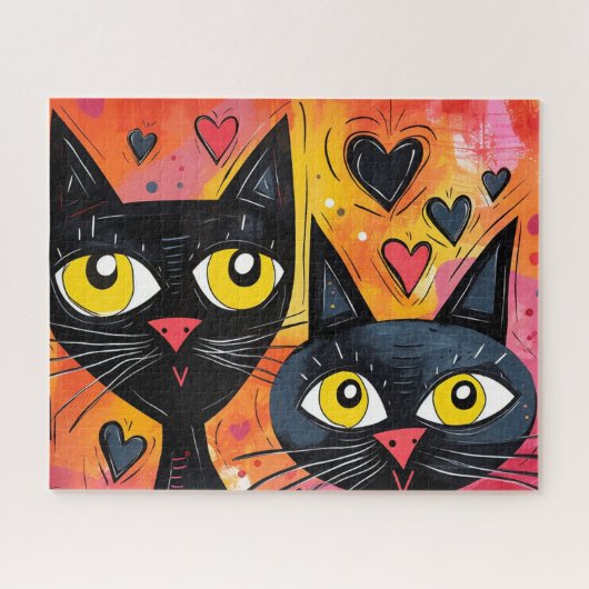 SCHWARZE KATZE NIEDLICH ART JIGSAW PUZZLE (Horizontal)