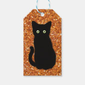 Schwarze Katze, niedliches Kätzchen, glitzernder o Geschenkanhänger (Vorderseite)
