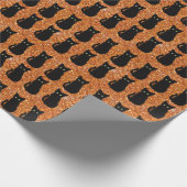 Schwarze Katze, niedliches Kätzchen, glitzernder o Geschenkpapier (Ecke)