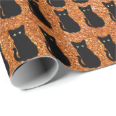 Schwarze Katze, niedliches Kätzchen, glitzernder o Geschenkpapier (Rolleneckpunkt)