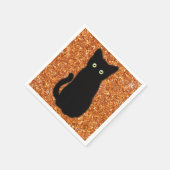Schwarze Katze, niedliches Kätzchen, glitzernder o Serviette (Ecke)