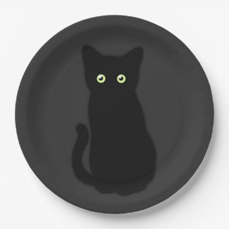 Schwarze Katze, niedliches Kätzchen, spoktacular S Pappteller