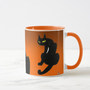 SCHWARZE KATZE NINJA Orange Halloween Tasse