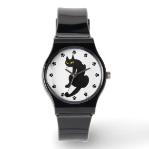 SCHWARZE KATZE NINJA Paws WRIST WATCH Armbanduhr