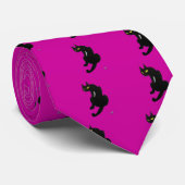 SCHWARZE KATZE NINJA Pink Fuchsia Schwarz Zeichnen Krawatte (Gerollt)