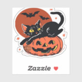 Schwarze Katze, nostalgischer Halloween-klassische Aufkleber (Blatt)