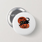 Schwarze Katze, nostalgischer Halloween-klassische Button (Vorne & Hinten)
