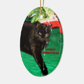 SCHWARZE KATZE, NUR CHRISTMAS Zierdekoration Keramik Ornament (Links)