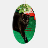 SCHWARZE KATZE, NUR CHRISTMAS Zierdekoration Keramik Ornament (Rechts)