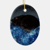 SCHWARZE KATZE, NUR CHRISTMAS Zierdekoration Keramik Ornament (Hinten)