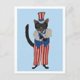 Schwarze Katze Onkel Sam Ankündigungspostkarte