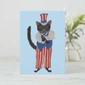Schwarze Katze Onkel Sam Einladung (Stehend Vorderseite)