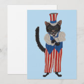Schwarze Katze Onkel Sam Einladung (Vorne/Hinten)