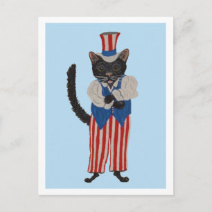 Schwarze Katze Onkel Sam Einladungspostkarte