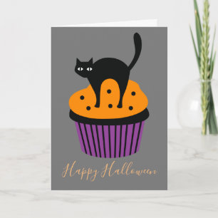 Schwarze Katze orange Halloween-Thema Karte