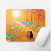 Schwarze Katze Orange Tabby-Katze Wald Mousepad (Mit Mouse)
