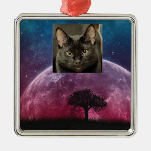 Schwarze Katze Ornament Aus Metall