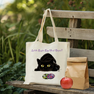 Schwarze Katze Ostern Eier Jagd Urlaub Gelb Tragetasche