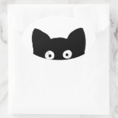 Schwarze Katze Ovaler Aufkleber (Tasche)