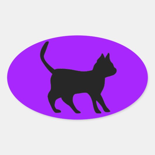 Schwarze Katze Ovaler Aufkleber (Vorderseite)