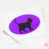 Schwarze Katze Ovaler Aufkleber (Umschlag)