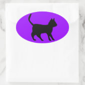 Schwarze Katze Ovaler Aufkleber (Tasche)