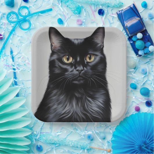 Schwarze Katze Pappteller (Party)