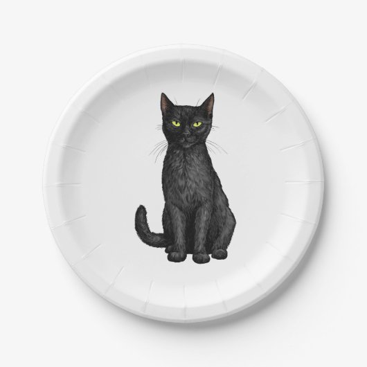 Schwarze Katze Pappteller (Vorderseite)
