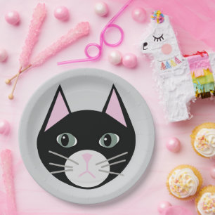 Schwarze Katze Pappteller