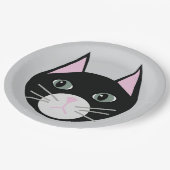 Schwarze Katze Pappteller (Schrägansicht)