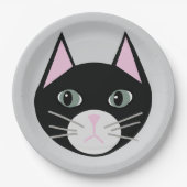 Schwarze Katze Pappteller (Vorderseite)