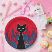 Schwarze Katze Pappteller (Party)